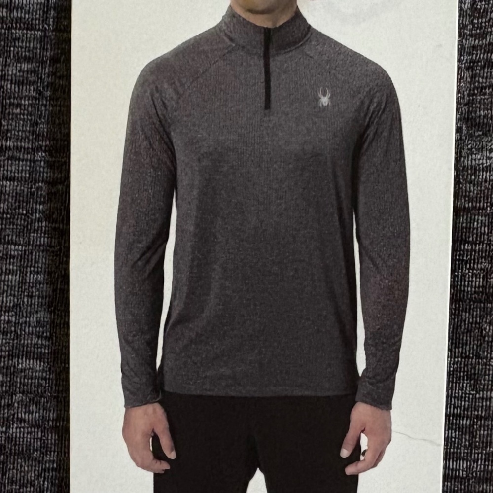 Spyder Active Men's Long Sleeve 1/4 Zip Shirt, Gray, Large NWT